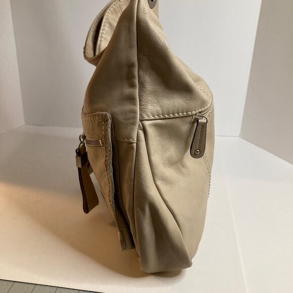 Womens Tignanello‎ Leather Hobo Tote Bag 14 x 14 x 2" 10" Handle Tan - Picture 4 of 13